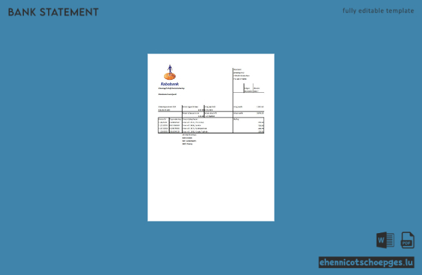 Beispiel eines Kontoauszugs der Rabobank Niederlande (Excel-Vorschau)